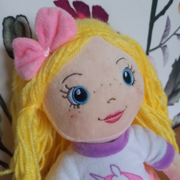 Playtime by Eimmie soft rag doll plush blonde blue eyes pale skin unicorn toy - Picture 2 of 11
